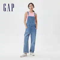 在飛比找蝦皮商城優惠-Gap 女裝 寬鬆版牛仔吊帶褲-淺藍色(852810)