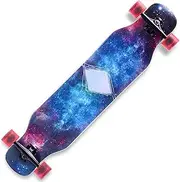 Sports Complete Longboard, ABEC-9 Chrome Steel Bearing 42-inch 9-Layer Maple Starry Sky Skateboard Suitable for Young Adults