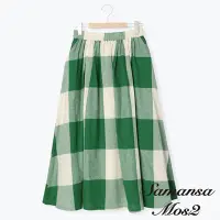在飛比找Yahoo奇摩購物中心優惠-Samansa Mos2 格紋/素面俐落ALINE長裙