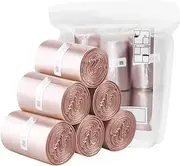 H&W 240 Counts Strong Trash Bags,0.5 Gallon Mini Garbage Bags for Small Trash Can,Desktop Trash Bin,Fit 2 Liters or Less Trash Can(6 Rolls,Rose Gold)