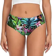 [SAAKE] Colorful Tropical Leaf Print Women's Briefs XS S M L XL XXL 3XL 4XL Plus Size Briefs Bikini Ladies Underpants