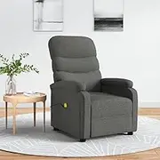 Massage Chair for Living Room, Ergonomic Reclining Armchair with Adjustable Backrest and Footrest, 75 x 91 x 101 cm, Dark Grey Fabric
