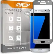 REY 3D Tempered Glass Screen Protector for Samsung Galaxy S7 Edge Silver Screen Protector 9H+ Hardness Anti-Scratch Oil Bubbles Full Protection 3D 4D 5D