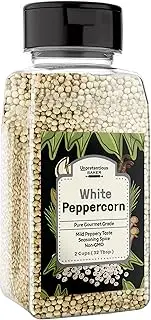 Unpretentious Whole White Peppercorn (2 Cups), Adds Extra Flavor, Seasoning, Reusable Container