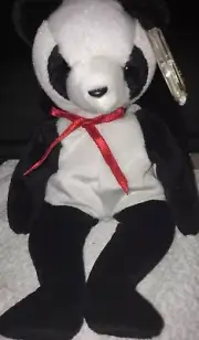 Ty Beanie Fortune The Panda Bear With Tag Protector - Retired 1998 Gasport Rare