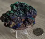 Malachite/Azurite Over Fluorite On Quartz