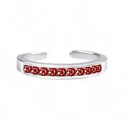 [Gemstar Jewellery] Round Red Garnet 14k White Gold Filled Adjustable Retro Toe Ring in 925 Silver, 14k White Gold,Metal, garnet (cz)