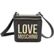 LOVE MOSCHINO 迷你款 金屬字母LOGO皮革肩背/斜背化妝包(黑色)