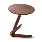 C-Shaped End Table Rubber Wood, Space-Saving Sofa Table Slide Medium Chestnut