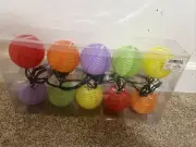 NEW Multi Color Chinese Paper Lantern Patio Tiki 10 Light String