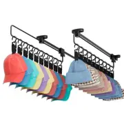 Sliding Hat Rack for Closet with 20 Clips, Hat Organizer for Baseball Caps, C...