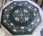 2' green Marble Table Top Coffee Side pietra dura Inlay Home Decor antique