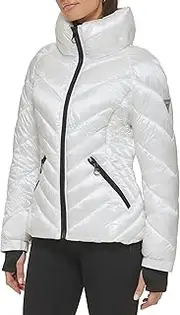 [GUESS] Women's Lightweight Puffer Jacket, White, Small, White, Small