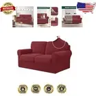 Elegant Medium Stretch Sofa Slipcover Set - Anti-Slip & Machine Washable - Wine