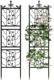 Metal Garden Trellis: Tall Plant Climbing Lattice Fence Wrought Iron Outdoor ...