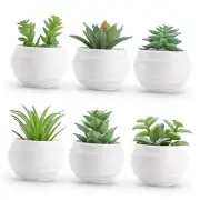Set of 6 Succulents Plants Artificial in Pots Small Fake Plants for Bedroom