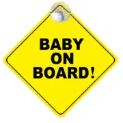 BABY ON BOARD Safety Car Window Suction Cup Yellow Reflective Warning Vehicle
