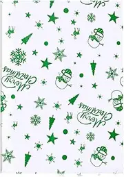 Jwssor Christmas Tissue Paper,20sheets Xmas Tissue Paper,Green Santa