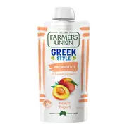 Farmers Union Greek Style Yoghurt Pouch Peach 130g