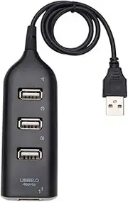4-Ports USB Hub 1-Meter Portable USB 2.0/1.1 Splitter Supports Charging 480Mbps High Data Transfer e for PC Laptop Computer Black