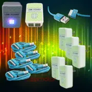 5X 4 USB PORT WALL ADAPTER+10FT CABLE CORD CHARGER SYNC AQUA IPHONE IPOD IPAD