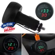 12V USB Charger Car Cigarette Lighter Socket Power Digital Voltmeter Thermometer