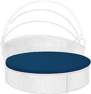 Outdoor Weatherproof Sunproof Waterproof Round Bed Cover, with Elastic Round Sofa Sun Bed Cushion Cover, Replacement Patio Furniture Daybed Cover, Cover ONLY (Indigo, 75in)