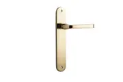Iver Annecy Door Lever Handle on Oval Backplate Polished Brass