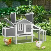 Alopet Chicken Coop Rabbit Hutch Large Wooden House Run Hatch Box Open Roof