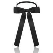 Western Bow Ties for Men Women/Red Colonel Satin Ribbon String Bow Tie Black