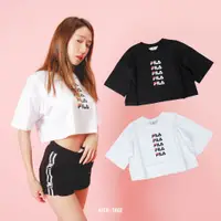 在飛比找蝦皮商城優惠-FILA TEE 串標 小LOGO 短版 落肩 短T 黑色 