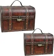 TOVINANNA 2pcs Vintage Treasure Chest Storage Cabinet Chests Containers Chest of Drawers Stackable Home Storage Trunk Bedroom Kitchen Extra Large Treasure Chest En Antique Crate Coffee Iron