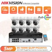 Hikvision 8CH POE CCTV System Kit 2-Way Audio 5MP Full Color MIC Security Camera