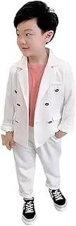 [Kromoc] Boys' Double Breasted Two Pieces Suit Notch Lapel Jacket Pants Tuxedos Graduation Ceremony