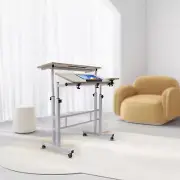 Rolling Laptop Desk Adjustable Office Computer Table Mobile Stand up Workstation