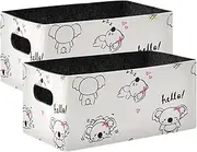ODAWA Doodle Koala Bear Storage Baskets Sturdy Fabric Cube Storage Bins with Handles Decorative Organizing Baskets for Shelves, 2-Pack