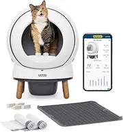 PetSafe ScoopFree SmartSpin Self-Cleaning Litter Box Bundle – Advanced Odor Control – App Controlled with Health Monitoring – Includes Silicone Litter Mat, 50 Waste Bin Liners, and 4 Deodorizers