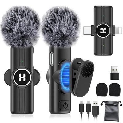 Mini Wireless Lavalier Microphone for iPhone, iPad, Android Phone - Noise Red...
