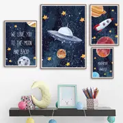 [Namly Design] Posters - Space, Planet and Rocket / Set of 4