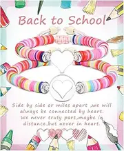 [QianSiLi] 2PCS Back To School Bracelet,First Day of School Gift Lovely Charm Bracelet Set for Daughter/Son from Mother