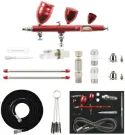 Professional Airbrush Kit, 0.2mm, 0.3mm & 0.5mm Dual Action Gun, 2cc, 5cc & 13cc