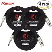 3-PACK Kirlin 3FT 1/4" TRS To XLR Female 24AWG Patch Cable MP-484 PR-03/BK