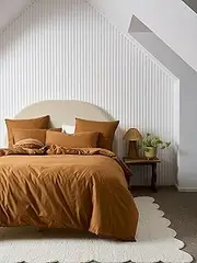 Linen House Organic Cotton Quilt Cover Set, Cinnamon, Queen Bed Size