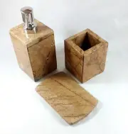 Marble Bathroom Accessories Set, Soap Dispenser, Toothbrush Holder, Soap Dish