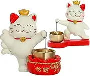 Quzente Decorative Door Bell,Door Bell | Ring Doorbell Decoration, Delightful Door Chime, Attracting Wealth, Adhesive Lucky Cat Design for Door Opening