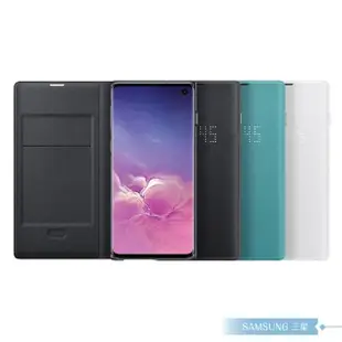 【SAMSUNG 三星】原廠Galaxy S10 G973專用 LED皮革翻頁式皮套(再送S10智能背蓋)