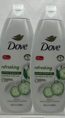 (2) Dove Body Wash Cool Moisture 22 Fl oz Cucumber & Green Tea