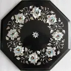 12" Octagon Black Marble Inlay Table Console Bar Luxury Cafeteria Furniture Deco