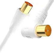 tunghey Right Angle TV Antenna Aerial Cable Flylead Cord Coax PAL Male Right Angle Plug for TV, Satellite Receiver, settop Box, Camera and Other deivces (1.8M)