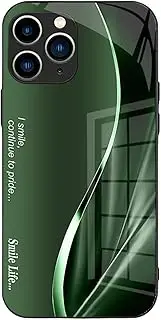 HD Glass Back Simple Case, Curranet Dazzle Color Flow Case for iPhone, for iPhone 13 14 15 16 Pro MAX (for 16 pro,Green)